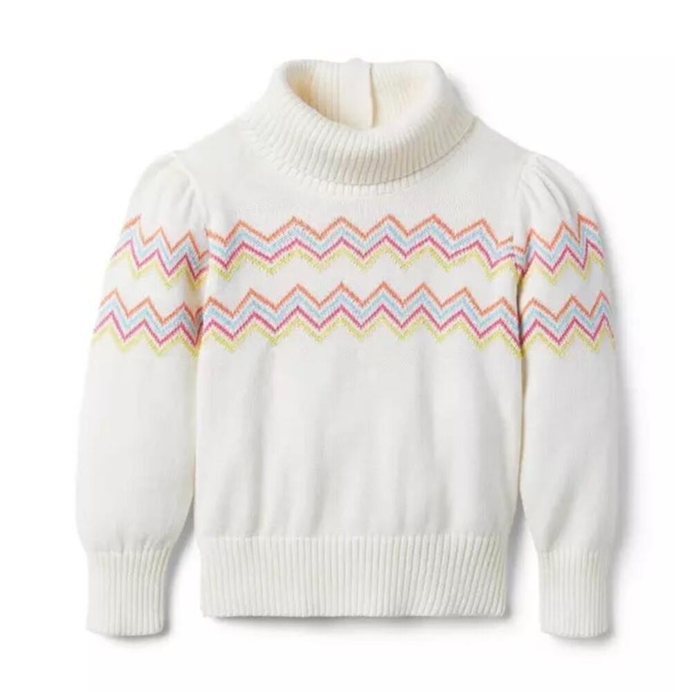 Janie and Jack Turtleneck Sweater sz 6 Fair Isle Rainbow Turtleneck